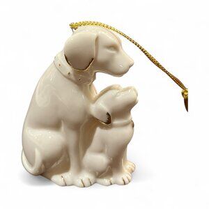 MIKASA Christmas Ornament 2 Dogs White Ceramic Puppy